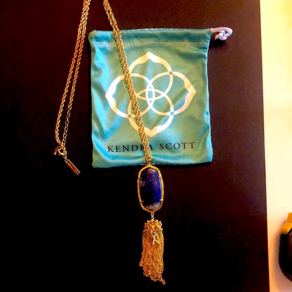 Kendra Scott lapis pendant with gold chain - Picture 1 of 3